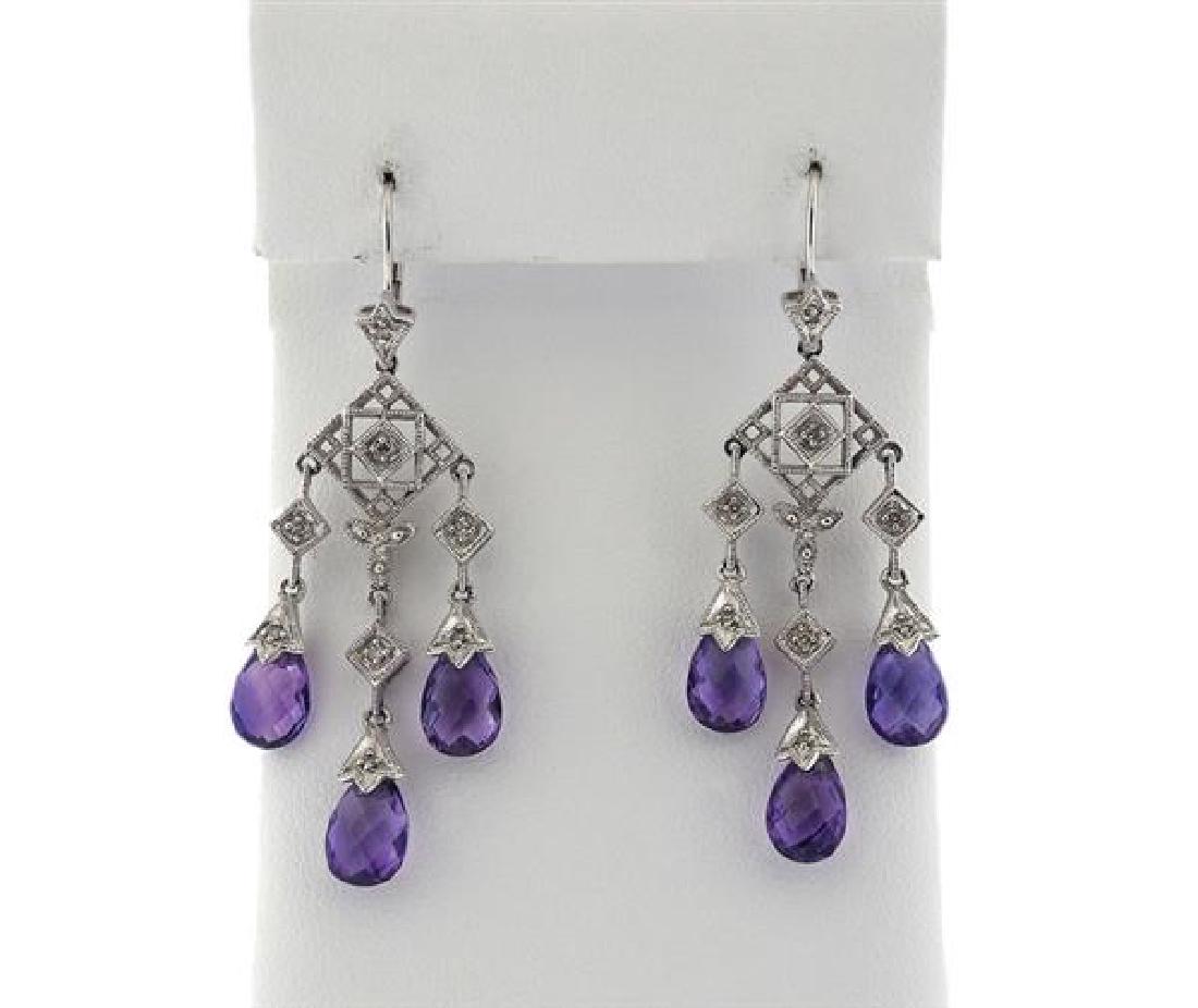 14k Gold Diamond Amethyst Chandelier Earrings (1 of 3)