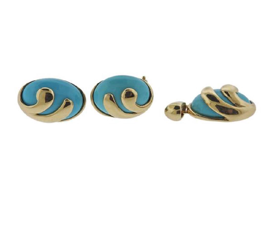 14k Gold Turquoise Earrings Pendant Lot (1 of 6)