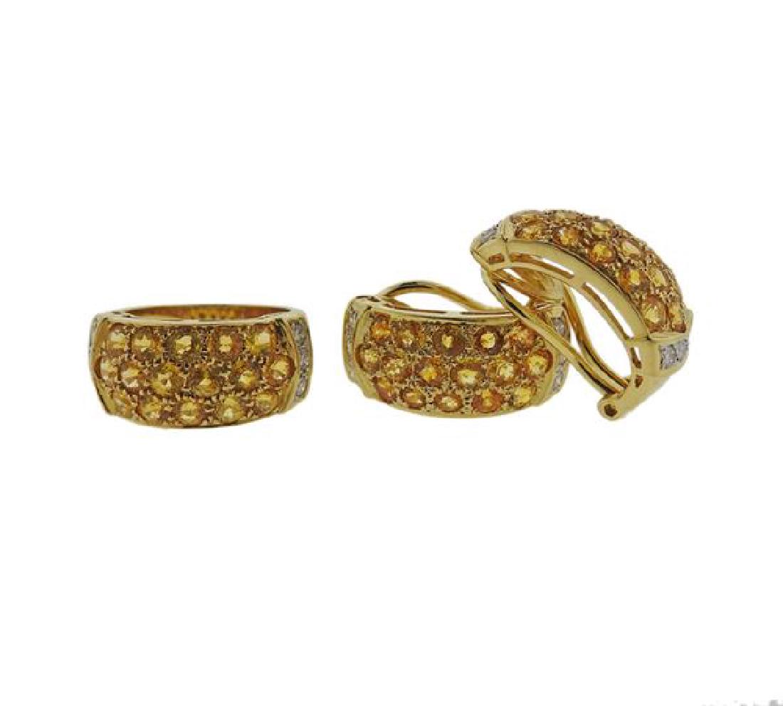 18k Gold Diamond Yellow Stone Earrings Ring Lot (1 of 5)