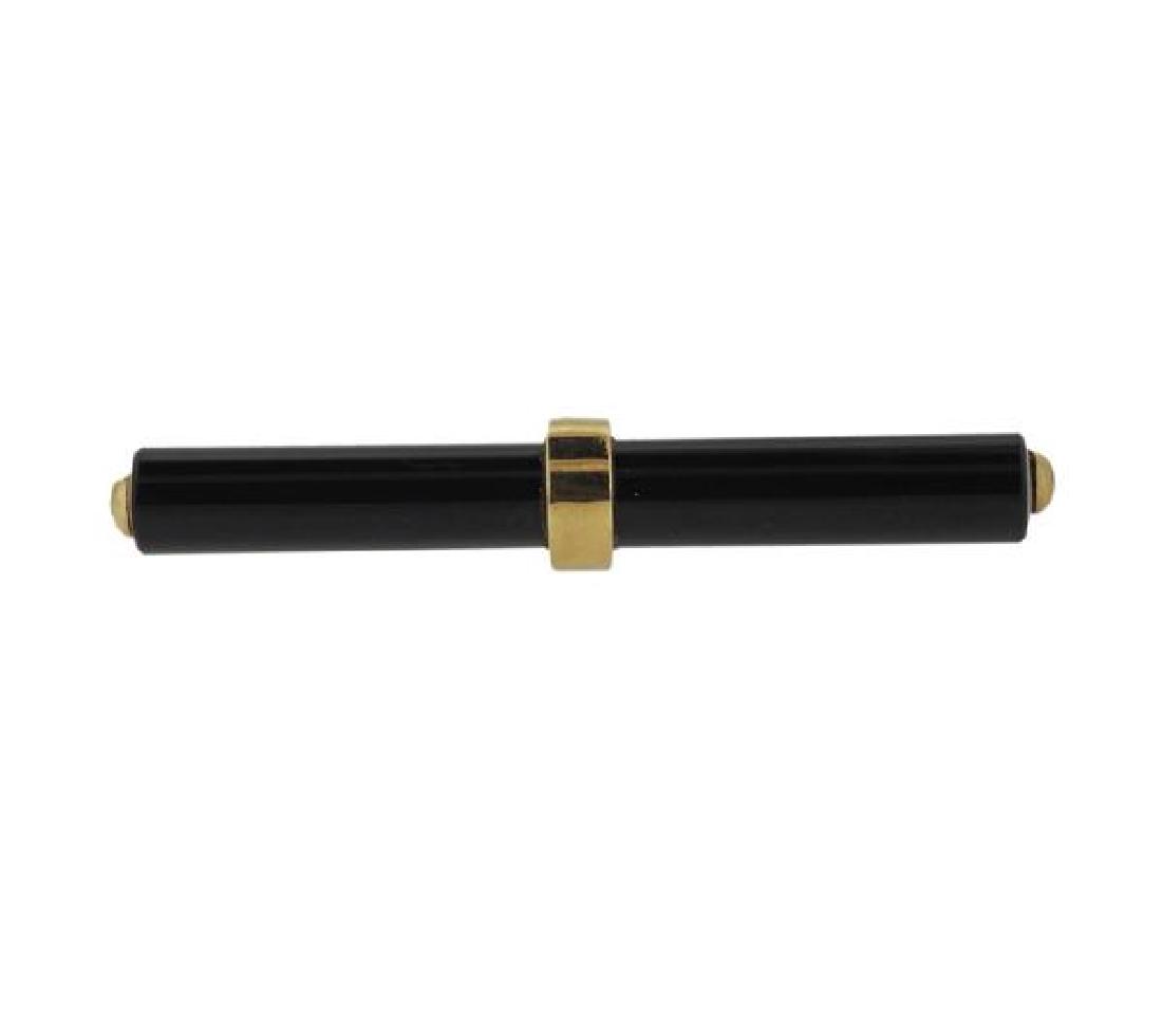 Tiffany & Co 14k Gold Onyx Tie Bar CLip (1 of 4)