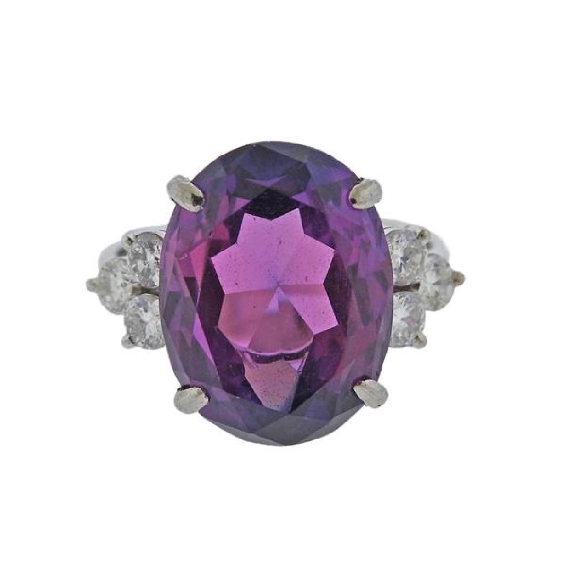 Platinum  Diamond Purple Stone Ring (1 of 5)