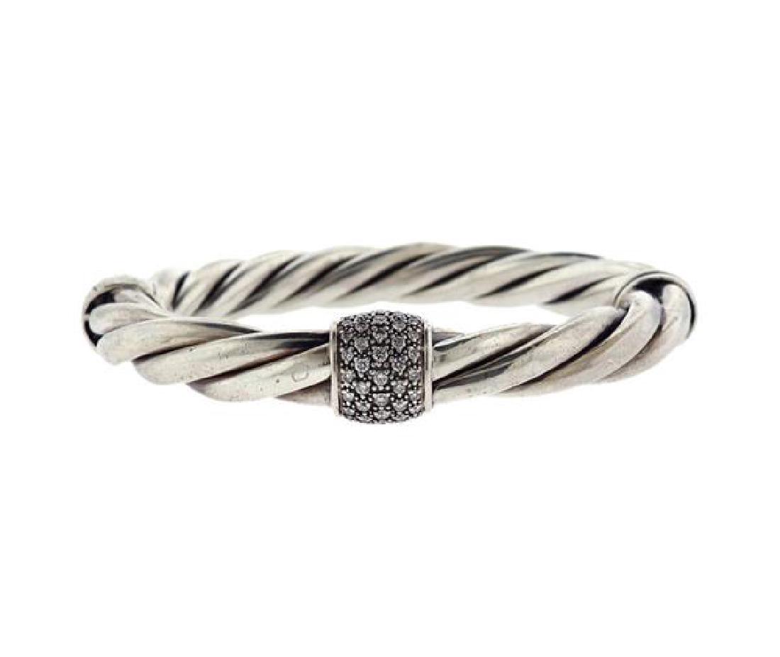 David Yurman Sterling 9mm Cable Diamond Bracelet (1 of 4)