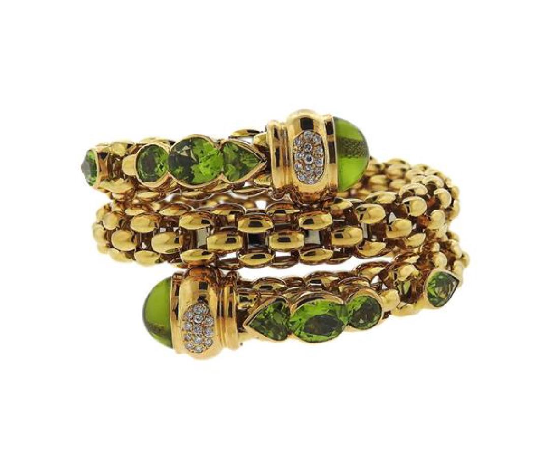 18k Gold Peridot Diamond Wrap Bracelet (1 of 5)