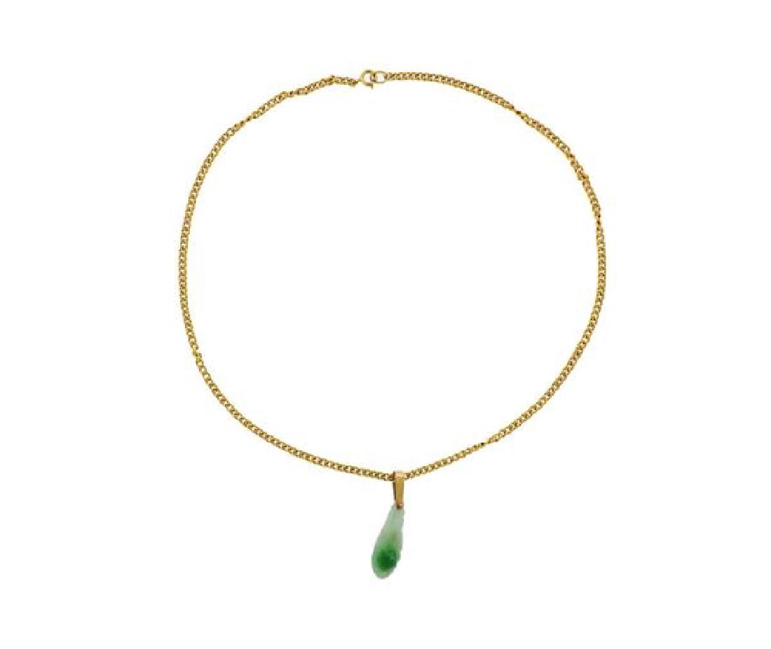High Karat Gold Green Stone Pendant Necklace (1 of 3)