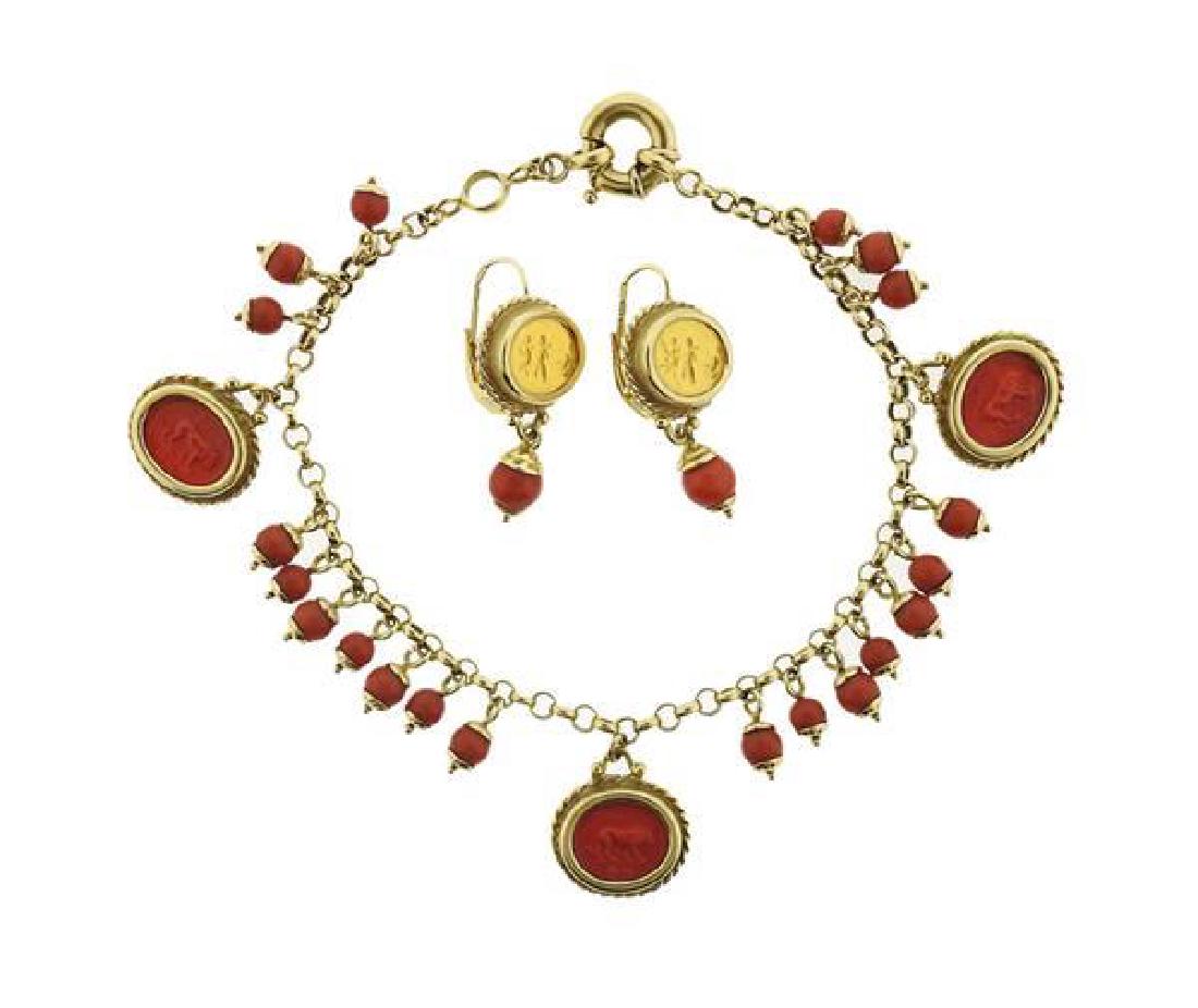 Tagliamonte 18K Gold Multi Color Intaglio Char Bracelet (1 of 6)