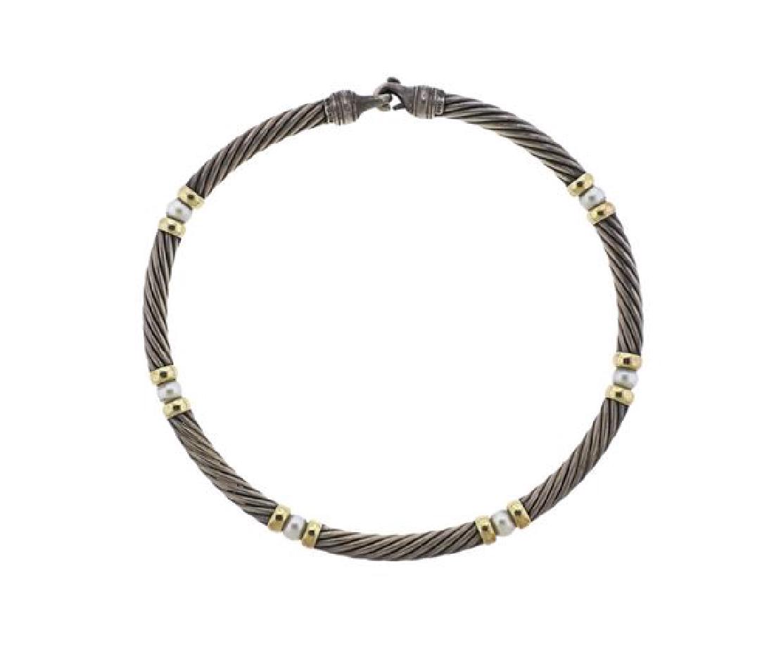 David Yurman 14K Gold Sterling Pearl Cable Necklace (1 of 3)