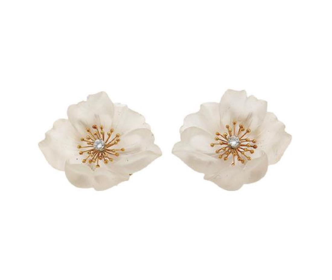 18K Gold Diamond Crystal Flower Earrings (1 of 5)
