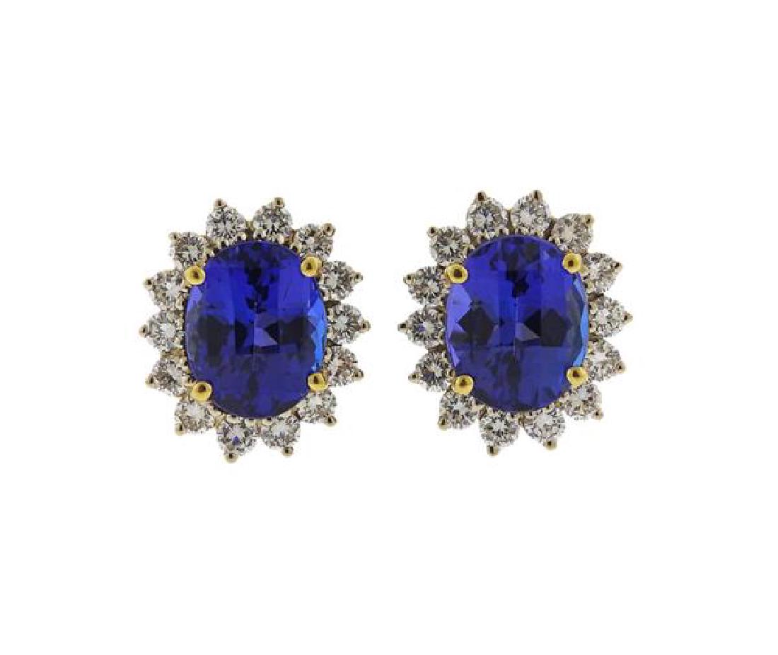 18K Gold Diamond Tanzanite Earrings (1 of 4)