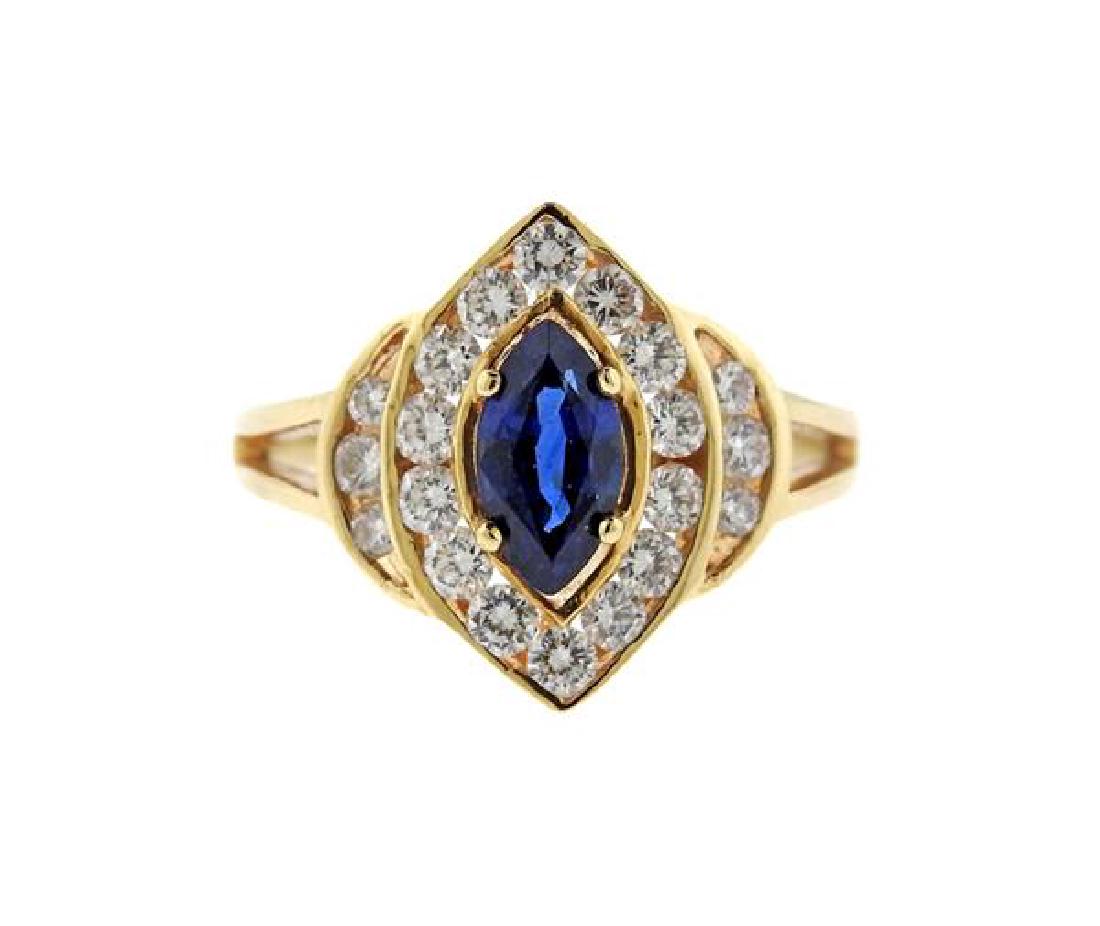 14K Gold Diamond Blue Stone Ring (1 of 3)