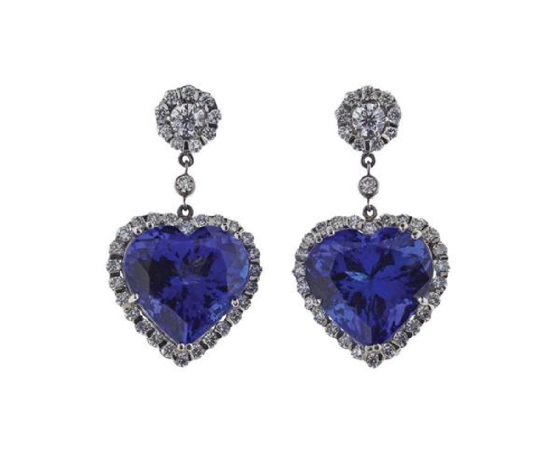 18K Gold Diamond Tanzanite Heart Earrings (1 of 5)