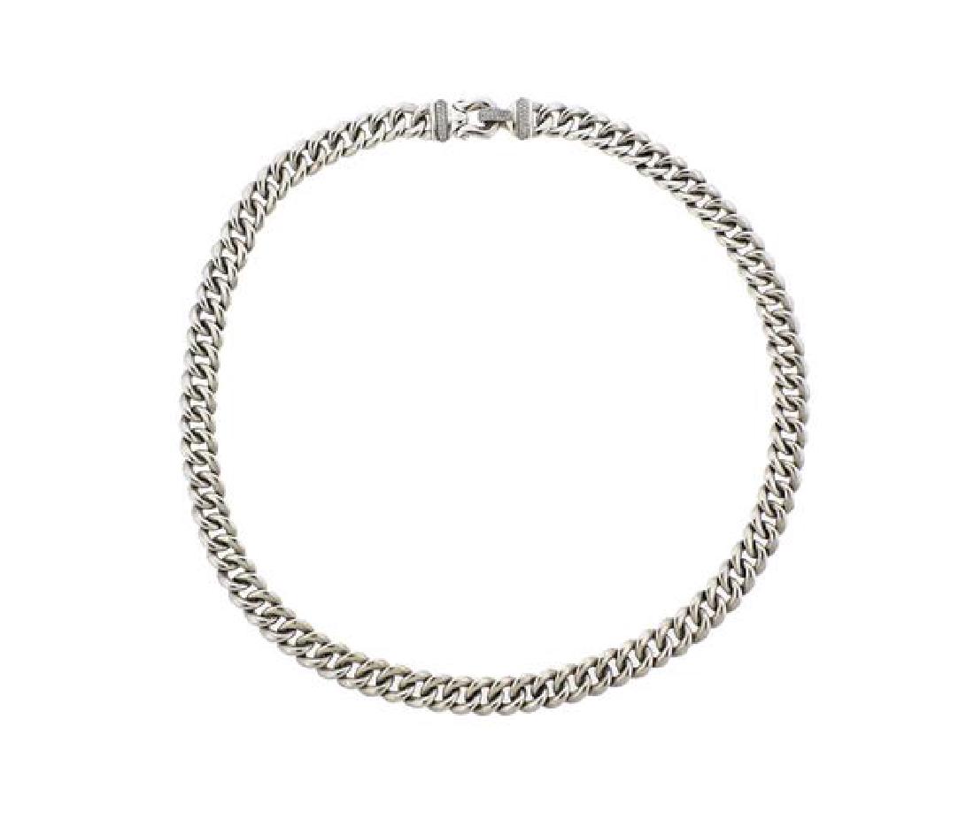 David Yurman Sterling Diamond Buckle Chain Necklace (1 of 5)