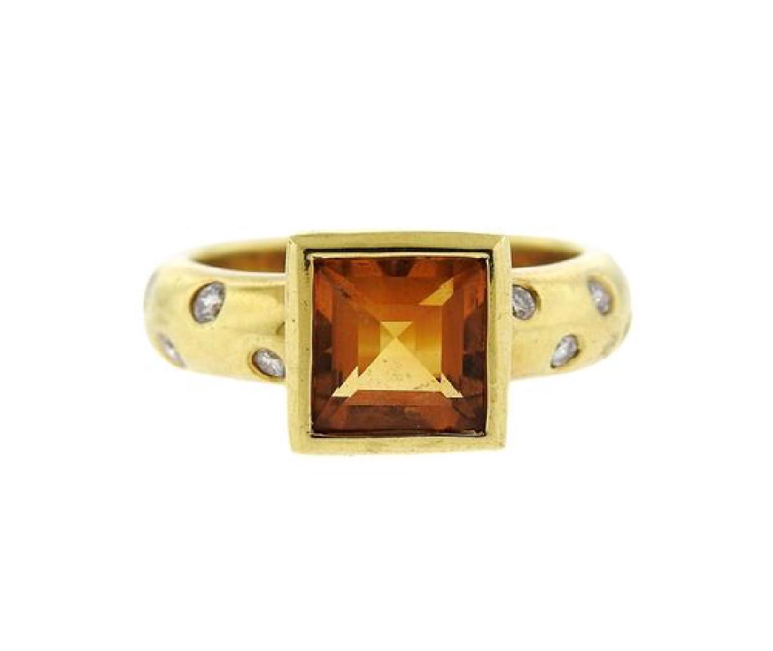 Ritani 18K Gold Diamond Orange Stone Ring (1 of 5)