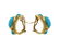 14K Gold Blue Stone Earrings Ring Setting - 6