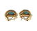 14K Gold Blue Stone Earrings Ring Setting - 7