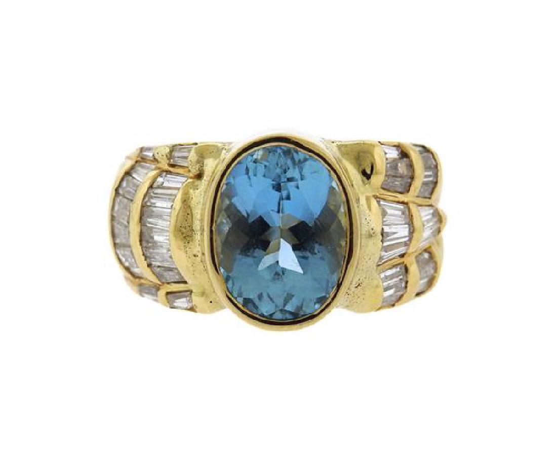 18K Gold Diamond Blue Stone Ring (1 of 3)