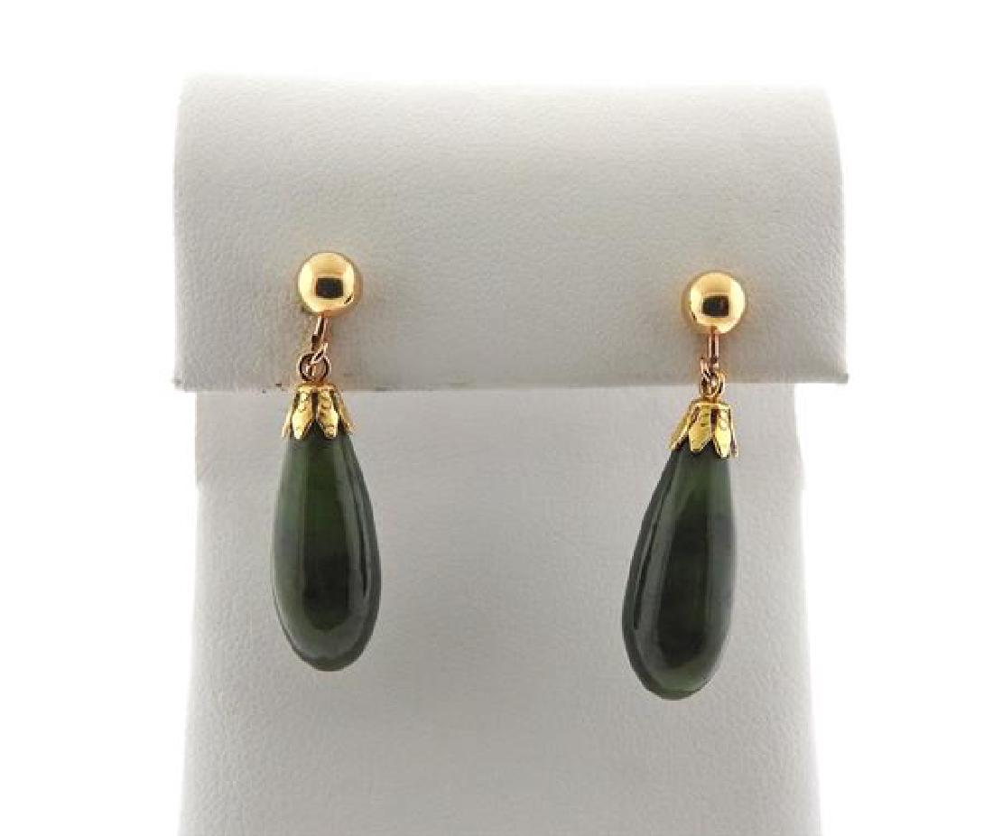 14K Gold Jade Dangle Earrings (1 of 3)