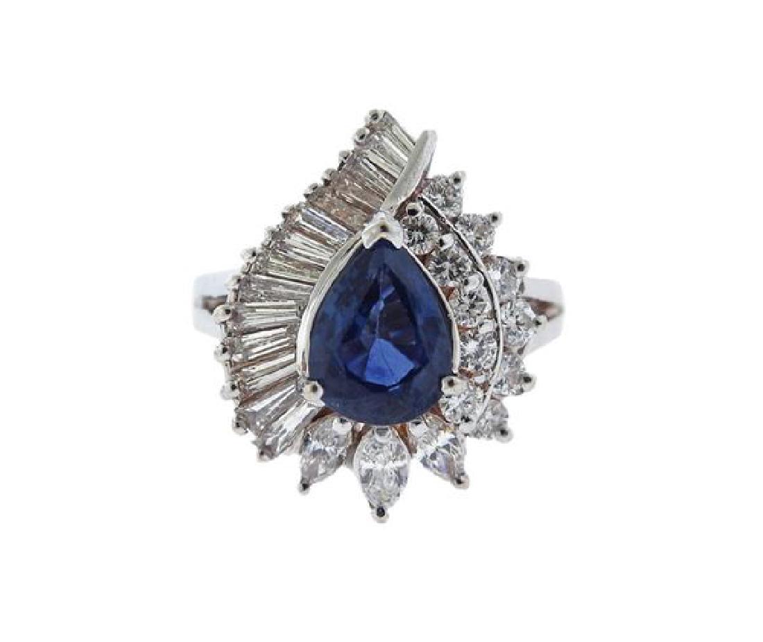 14K Gold Diamond Blue Stone Cluster Ring (1 of 4)