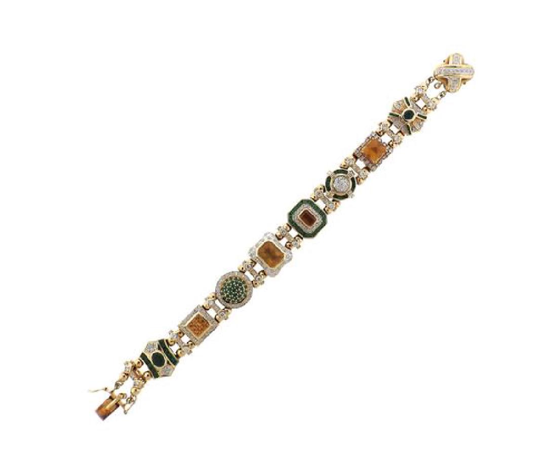 14K Gold Diamond Color Stone Slide Bracelet (1 of 4)
