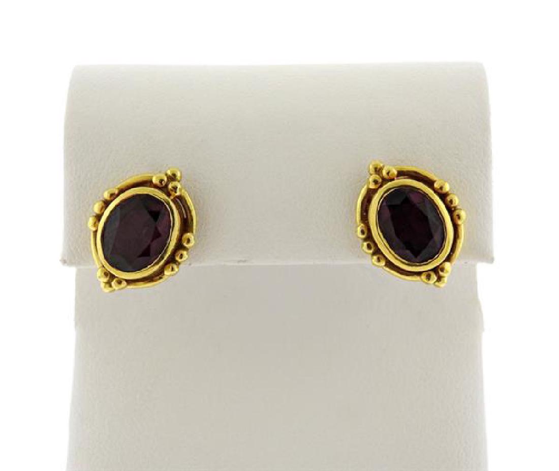 Helen Woodhull 14K Gold Purple Stone Earrings (1 of 4)