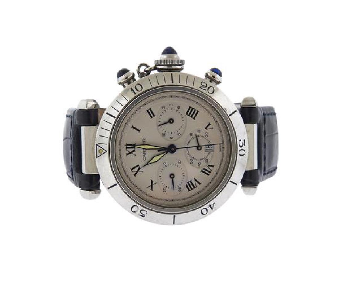 Cartier Pasha Steel Chronograph Watch (1 of 4)