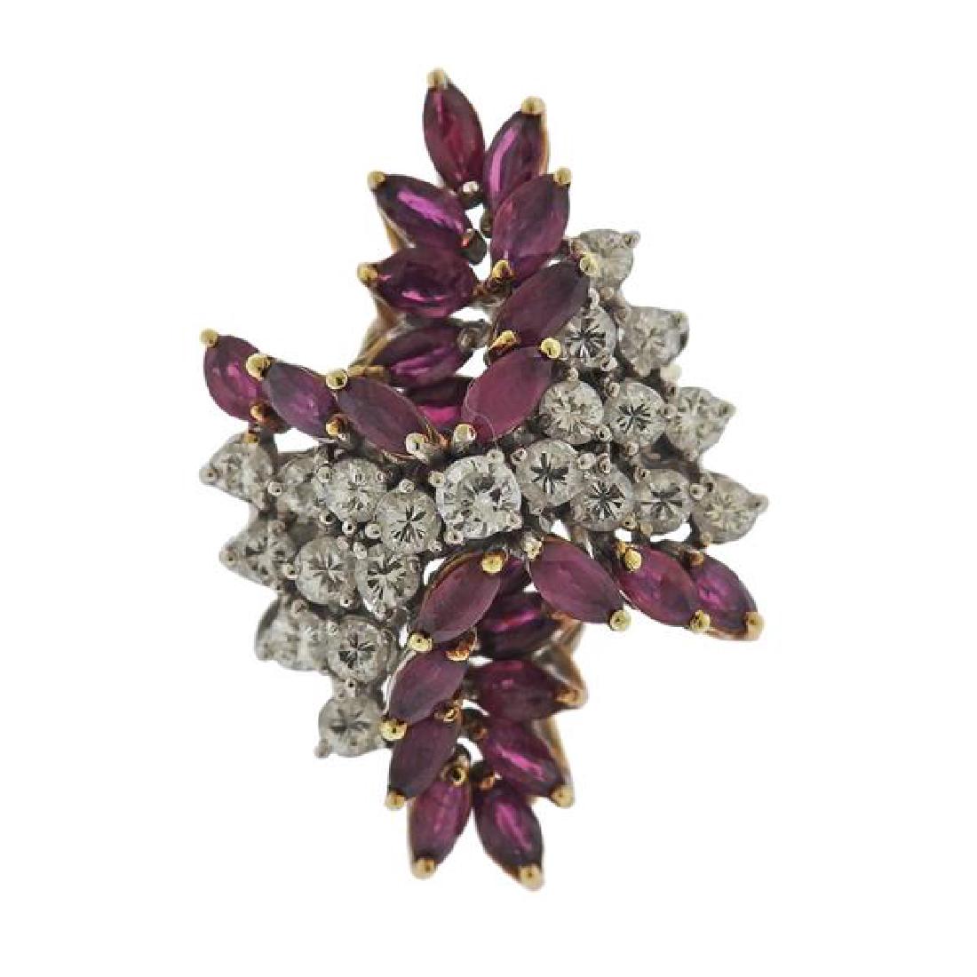 18k Gold Diamond Red Stone Ring (1 of 5)