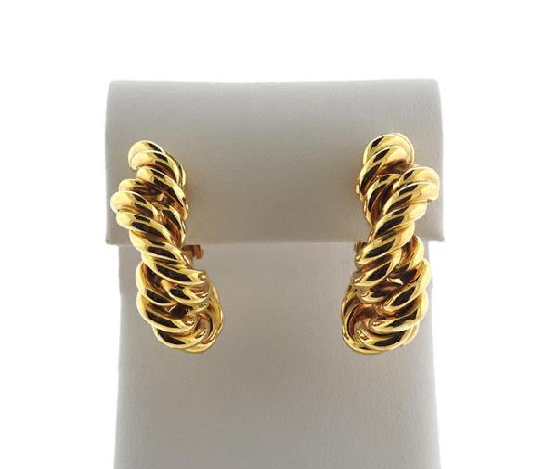 Tiffany & Co 18K Gold Twisted Rope Hoop Earrings (1 of 7)
