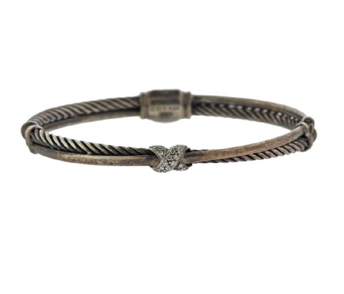 David Yurman Sterling Diamond X Crossover Bracelet (1 of 4)