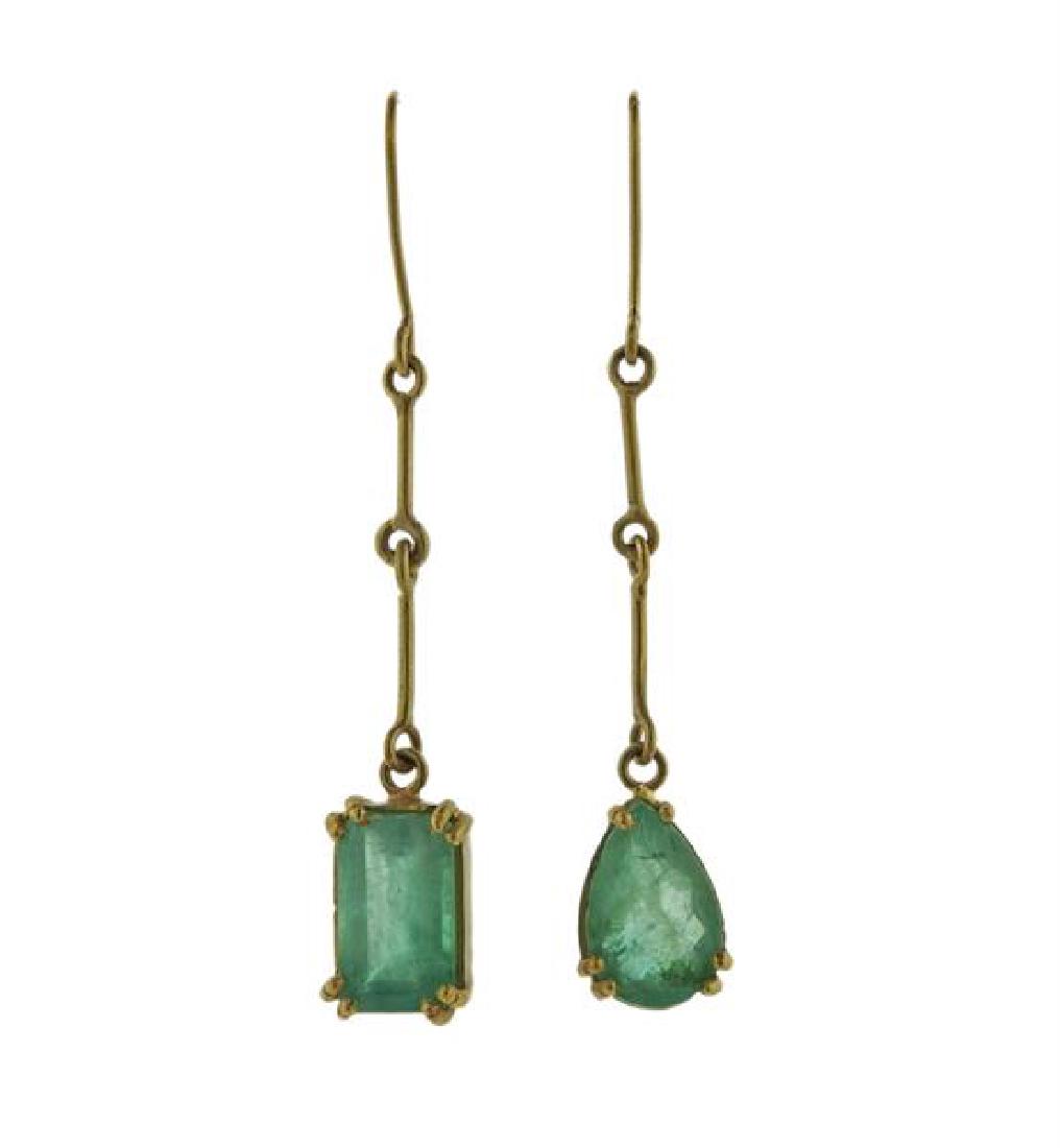Renee Lewis 18K Gold Emerald Dangle Earrings (1 of 5)