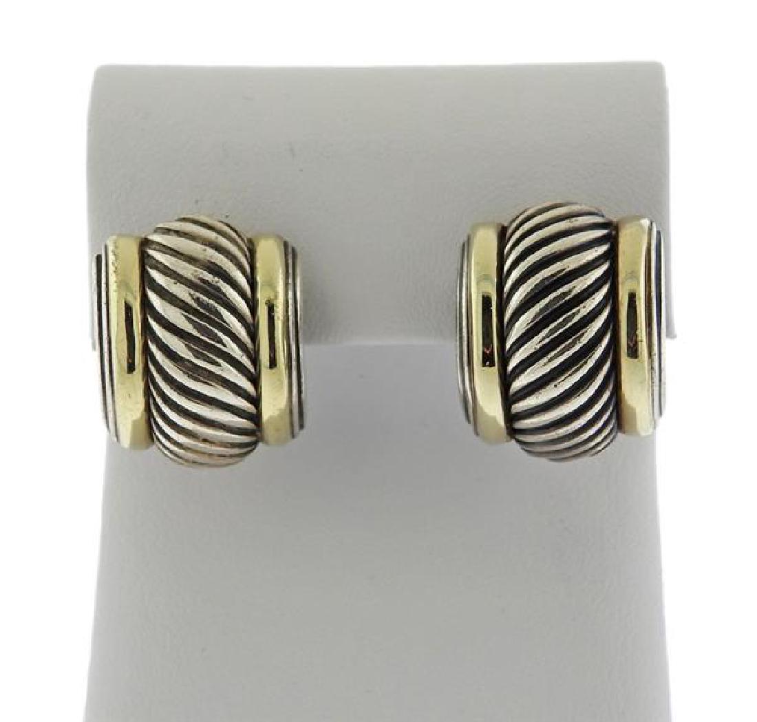 David Yurman Sterling 14k Gold Cable Earrings (1 of 4)