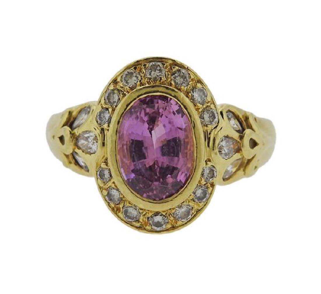 Helen Woodhull 18k Gold Diamond Pink sapphire Ring (1 of 4)