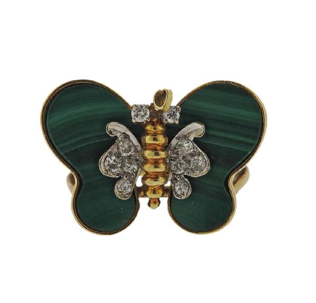 14k Gold Diamond Malachite Butterfly Ring (1 of 4)