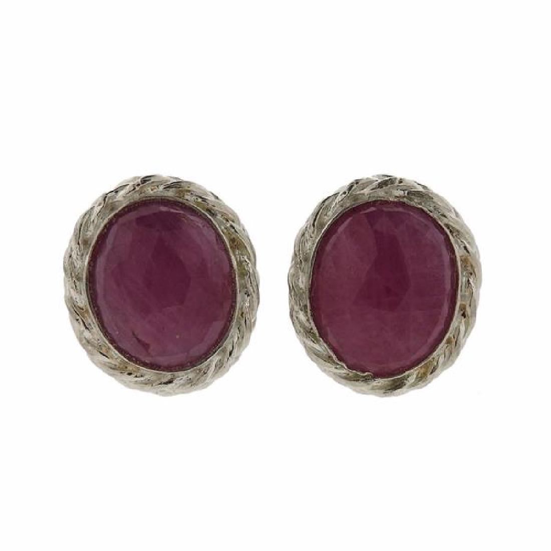 F. Buccellati Sterling Silver Pink Sapphire Earrings (1 of 3)