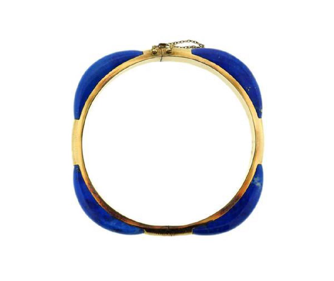 14K Gold Blue Stone Bangle Bracelet (1 of 4)