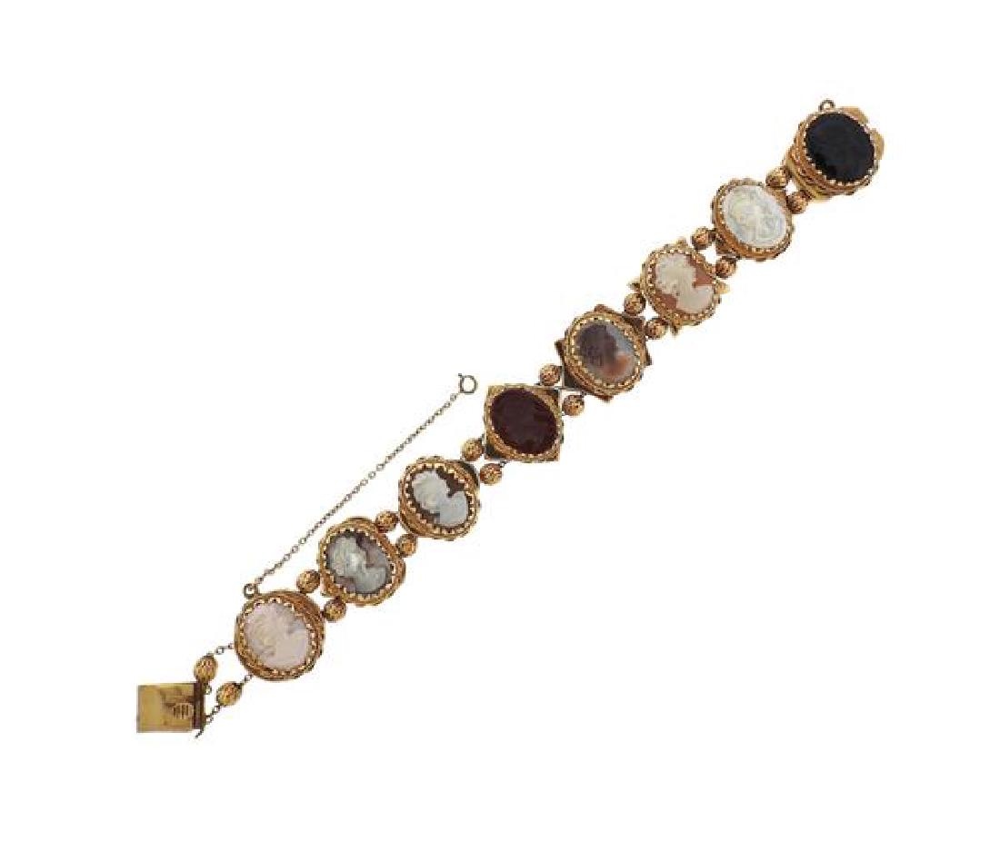 Mid Century 14k Gold Cameo Slide Bracelet (1 of 5)