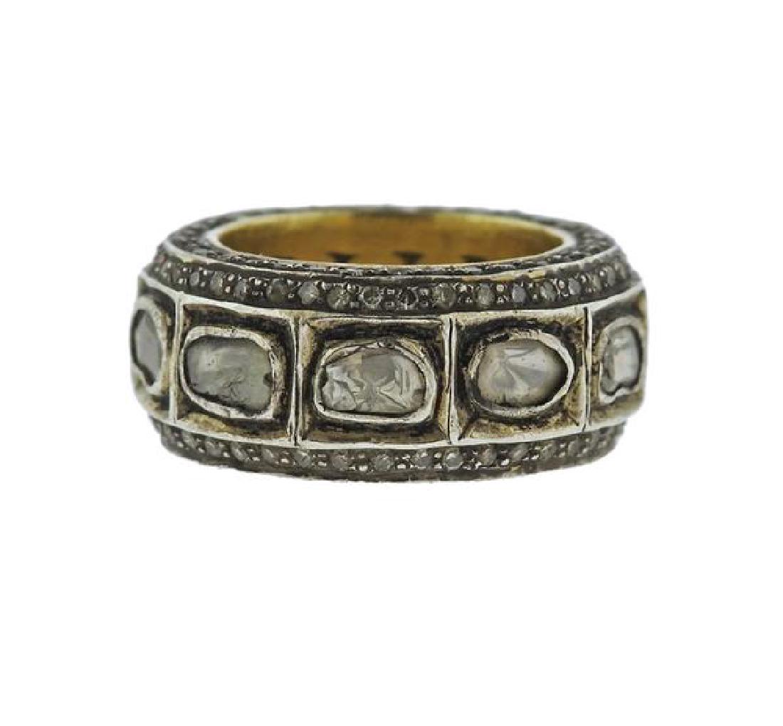 Silver Diamond Wide Band Ring (1 of 3)