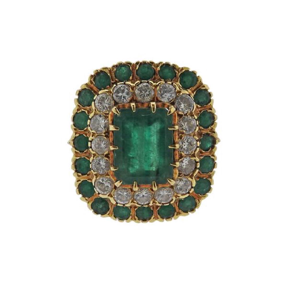18k Gold Diamond Emerald Cocktail Ring (1 of 4)