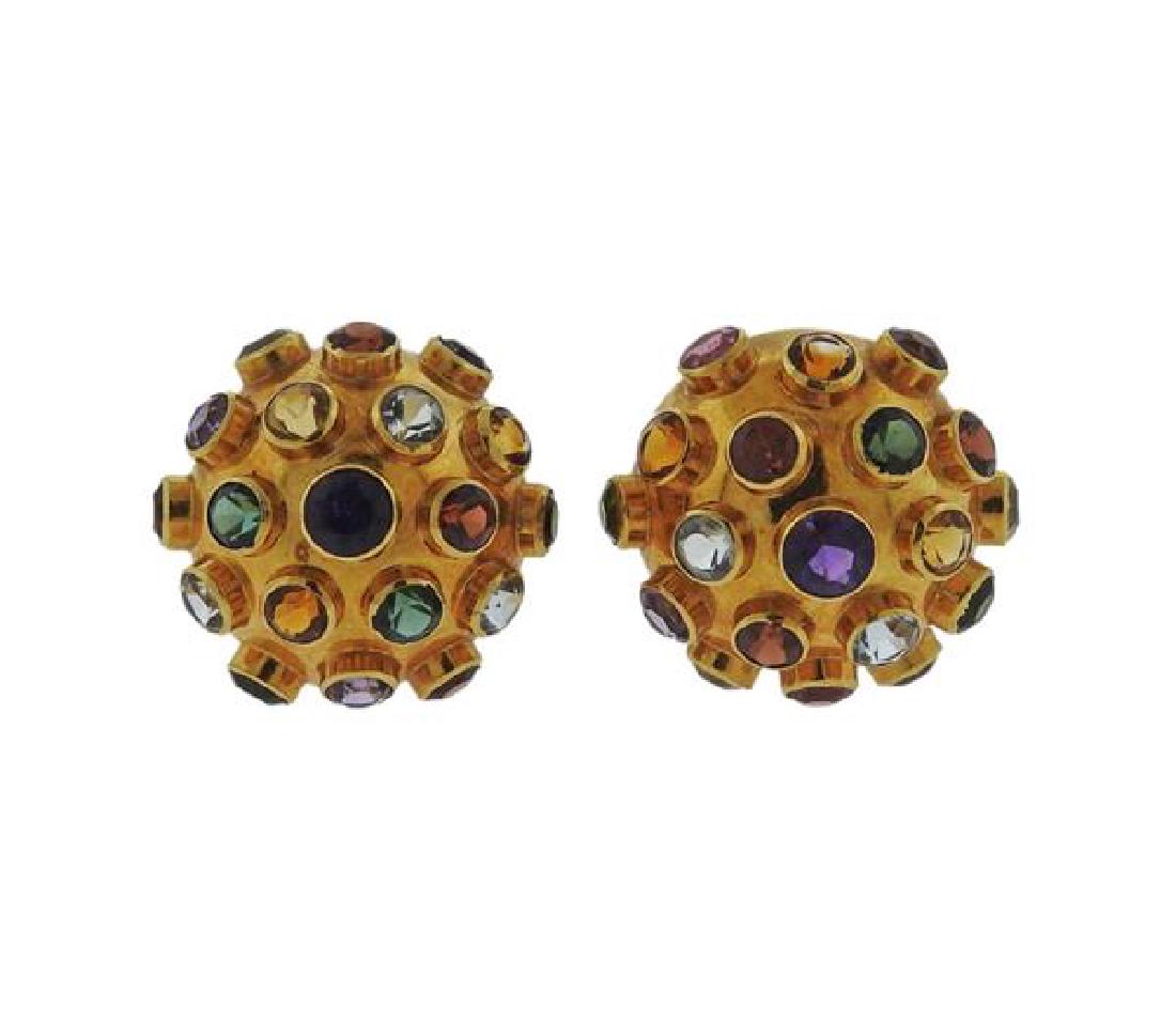 18k Gold Multi Gemstone Sputnik Earrings (1 of 5)