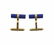 Mid Century 14K Gold Lapis Bar Cufflinks - 2