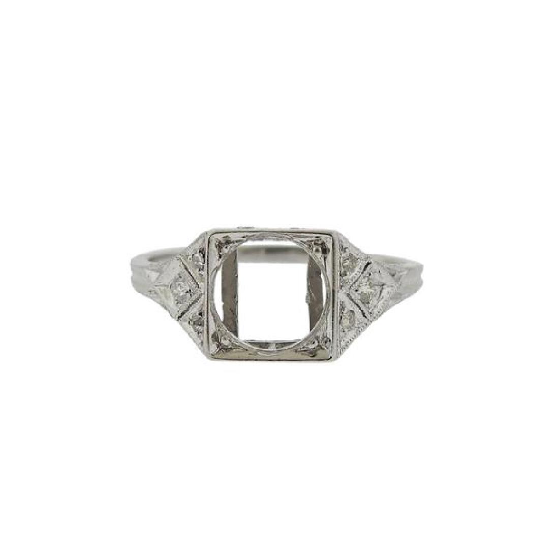 Art Deco Platinum Diamond Engagement Ring Setting (1 of 3)