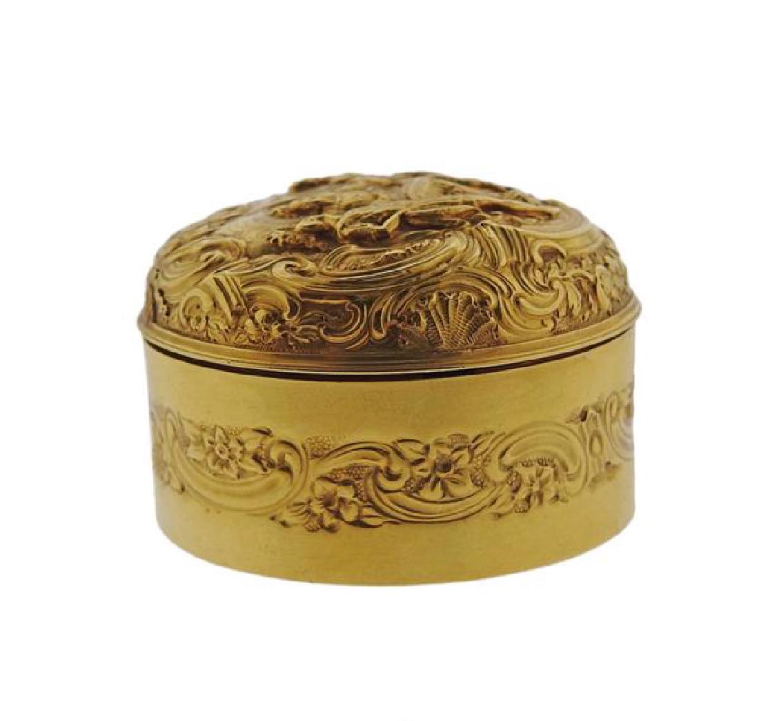 Antique Continental Repousse 14k Gold High Relief Box (1 of 4)