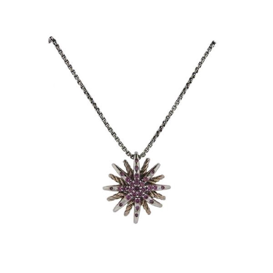 David Yurman Sterling Pink Gemstone Pendant Necklace (1 of 4)