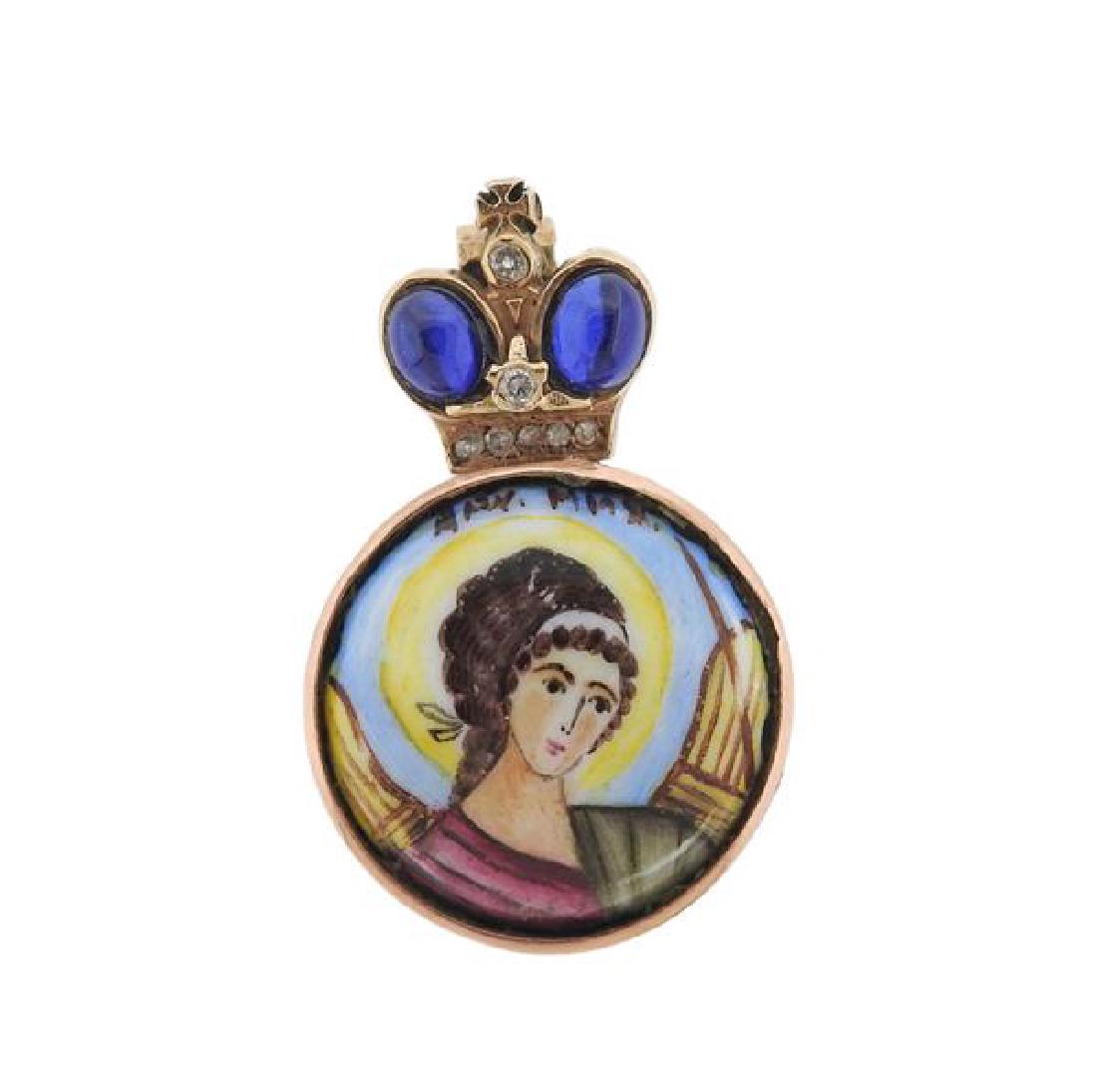 Antique Russian 14k Gold Miniature Portrait Diamond (1 of 5)