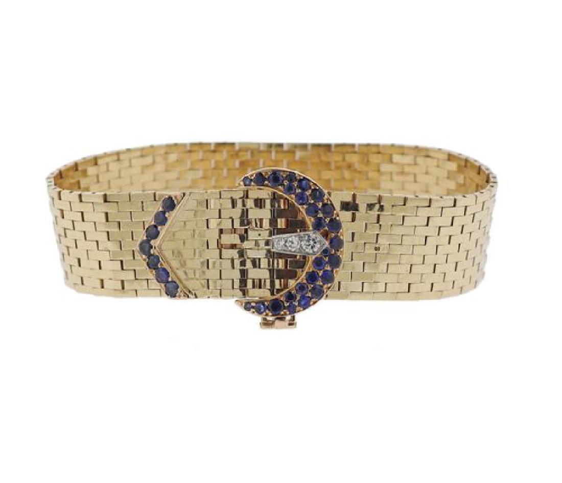 Retro Tiffany & Co 14k Gold Sapphire Diamond Buckle (1 of 5)