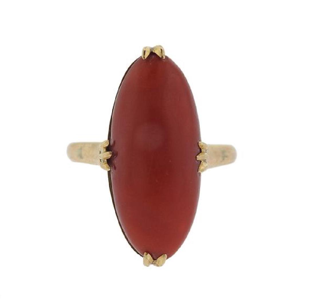 Antique 18k Gold Red Coral Ring (1 of 3)