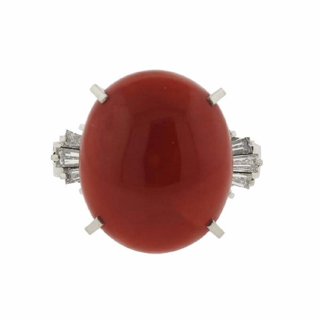 Platinum Diamond Red Coral Ring (1 of 5)