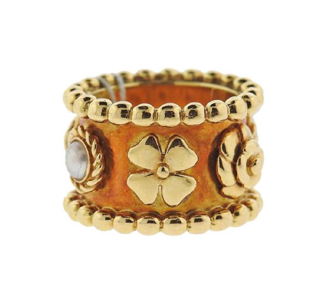 Chanel Camellia 18k Gold Pearl Band Ring (1 of 3)
