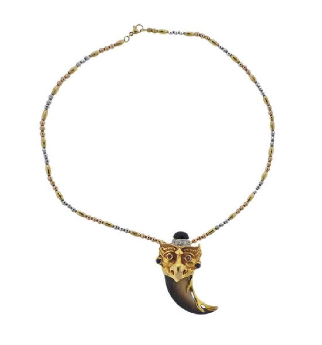 18K Gold Multi Gemstone Pendant Necklace (1 of 4)