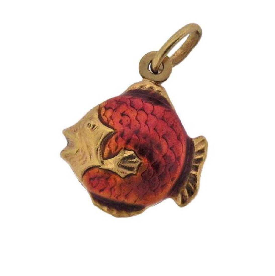 Italian 18k Gold Enamel Fish Charm Pendant (1 of 3)