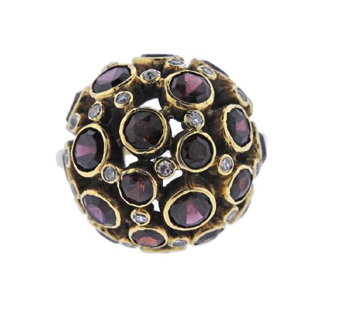 18K Gold Diamond Garnet Dome Ring (1 of 5)