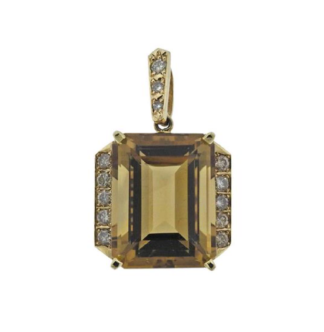 14K Gold Diamond Citrine Pendant (1 of 3)
